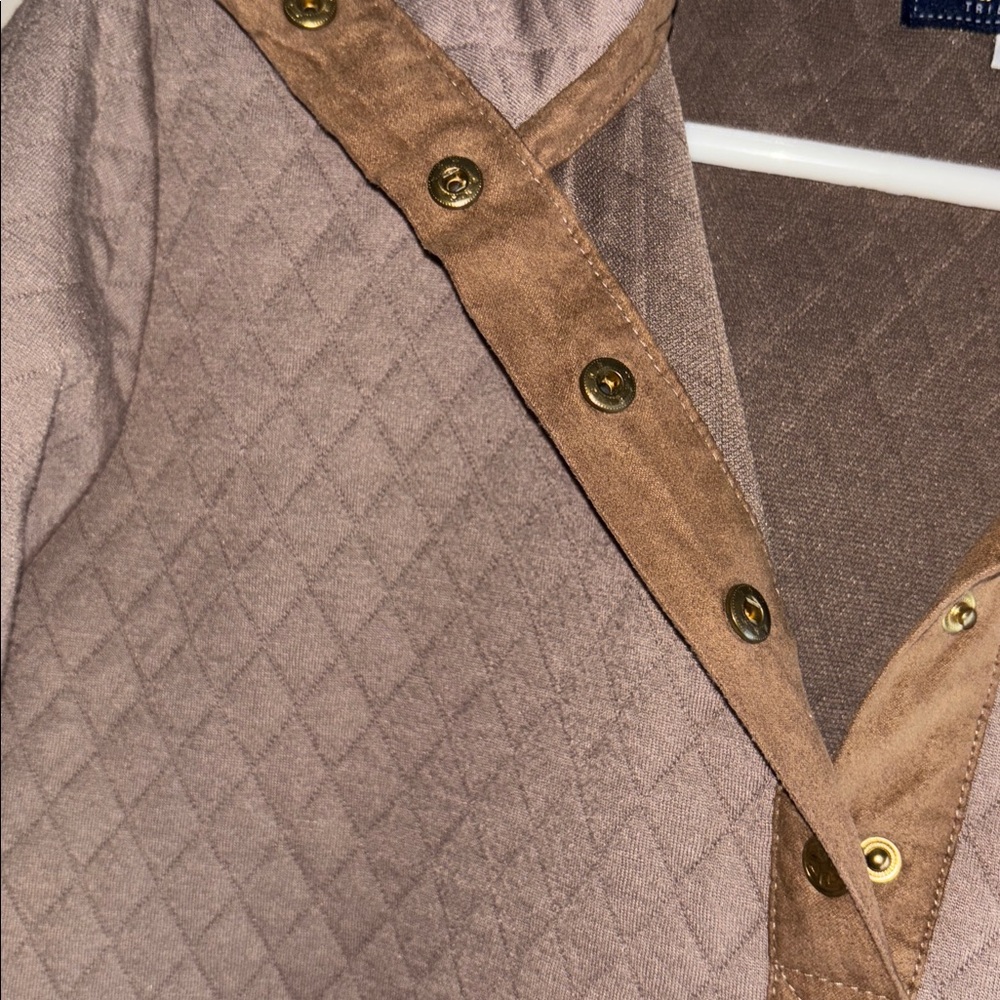 Simply Southern Brown Quilted Jacket women’s size S with 5 Golden snap buttons - Picture 6 of 12